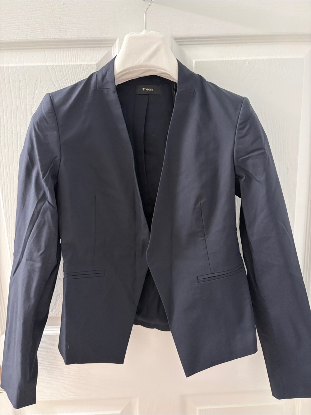 Theory NWT Lanai Eclipse Elevated Twill Navy Open-Front Tailored Blazer Size 0